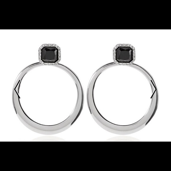 WHBM Sliver & Black Crystal convertible Earrings - Picture 4 of 5